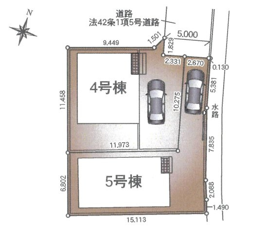 仲介手数料無料　上尾市大谷本郷第７　新築戸建　全２棟の区画図