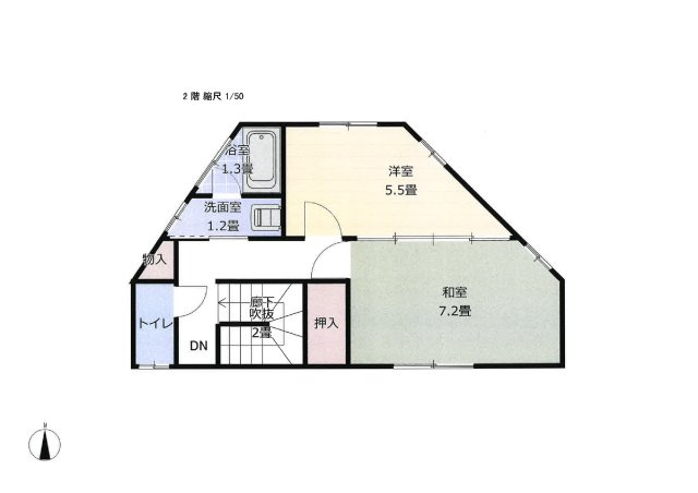 南房総市千倉町白間津　店舗併用住宅の間取り|２階部分間取り