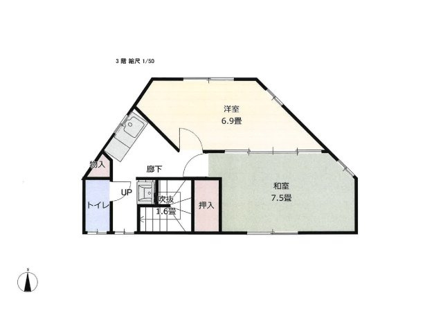 南房総市千倉町白間津　店舗併用住宅の間取り|３階部分間取り