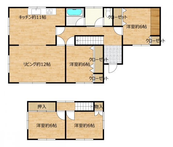 【間取り】 | 網走市駒場南１丁目４番２８号　中古売家 | 【間取図】4LDK2階建ての住宅です。和室は全て洋室へリフォーム致しました。