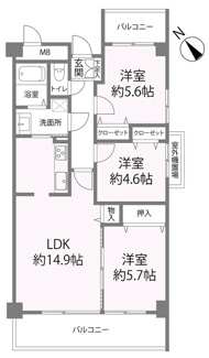 【間取り】 | 【上質リフォーム】ローレルコート丹那ハイツD・ソレイユ館 | ※
間取図では分からない広さや明るさ，
資料には記載されていない情報があります。
ぜひ、現地を見られる事をお勧めいたします！