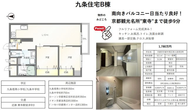 九条住宅Ｂ棟の間取り