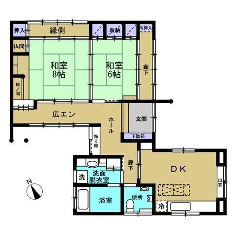 和歌山市船所の中古一戸建の間取り|2DK、土地面積264.48平米、建物面積97.28平米