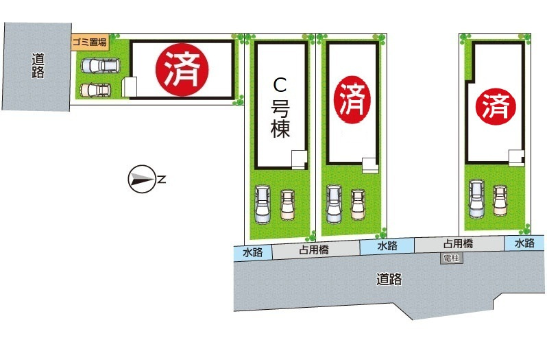 高槻市高西町　新築一戸建ての区画図|全4区画