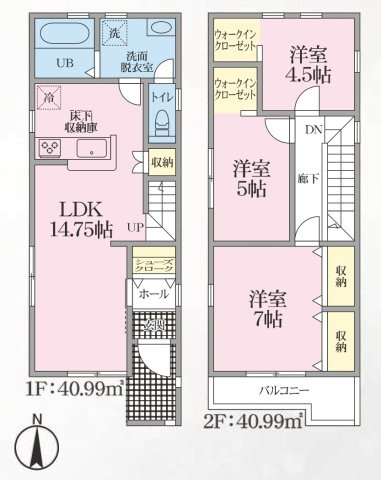 【仲介手数料無料／あま市】リーブルファイン　あま市七宝町川部第5　全3棟　新築戸建　2号棟の間取り