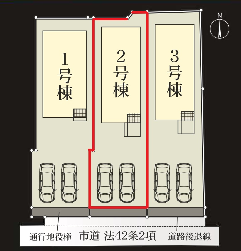 【仲介手数料無料／あま市】リーブルファイン　あま市七宝町川部第5　全3棟　新築戸建　2号棟の区画図