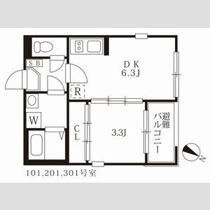 ラヴィエルジュ　名古屋市賃貸　仲介手数料無料の間取り