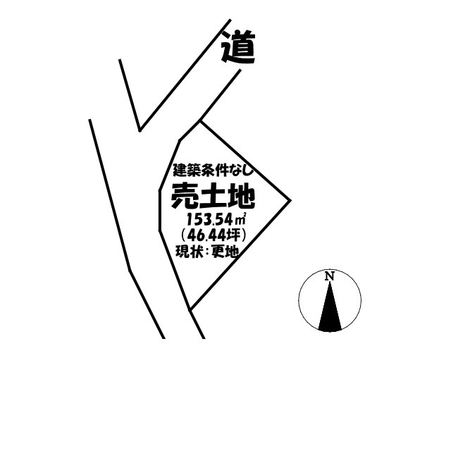 売土地　高崎市金古町の土地図|北西・南西が道路に面しています。