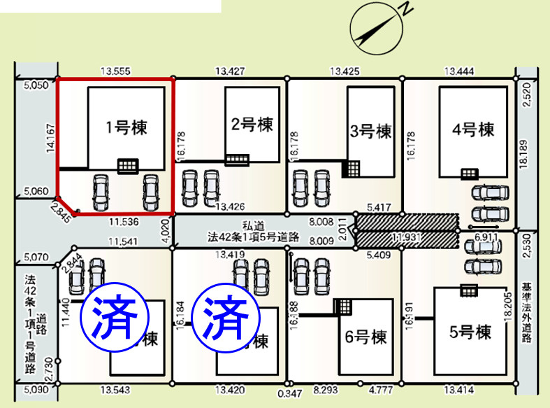 上里町嘉美第４（全８棟）１号棟の区画図