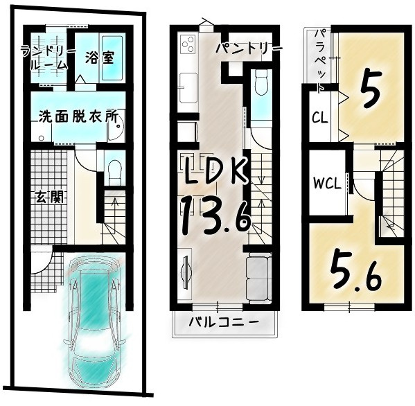 向島二ノ丸町　建築条件付土地の区画図|【土地1180万円　建物1800万円　建物面積80.70㎡】