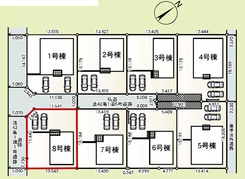 上里町嘉美第４（全８棟）8号棟の区画図