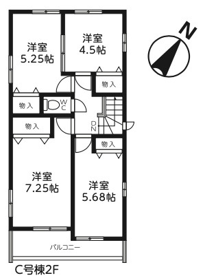 【仲介手数料無料】所沢市若狭第１期全３棟Ｃ号棟　所沢市の新築なら西武ハウジングの間取り