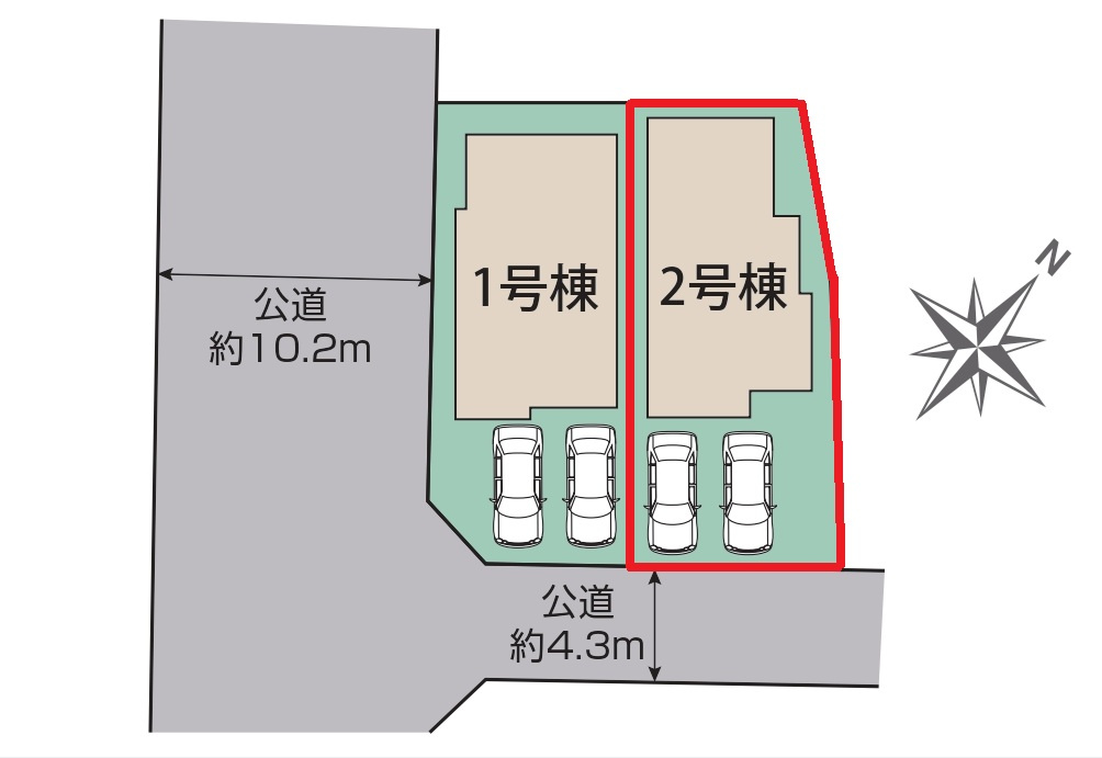 ブルーミングガーデン　弥富市五明4丁目　全2棟　新築戸建　2号棟の区画図