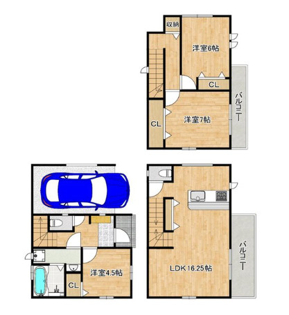 堺市西区浜寺船尾町西4丁　新築戸建の間取り