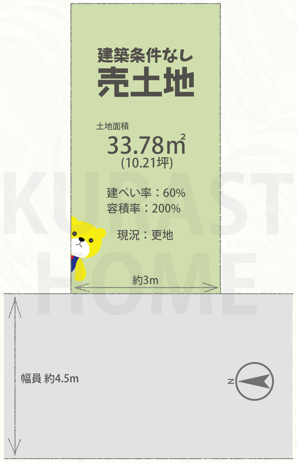 長岡京市一文橋1丁目　建築条件なし土地の土地図