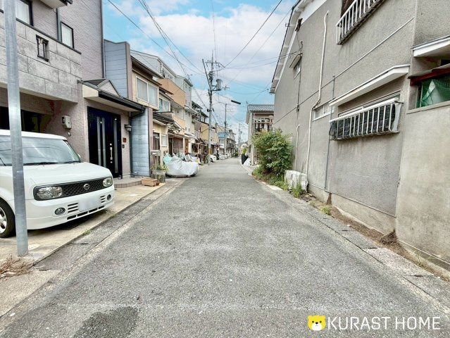 長岡京市一文橋1丁目　建築条件なし土地の前面道路含む現地写真