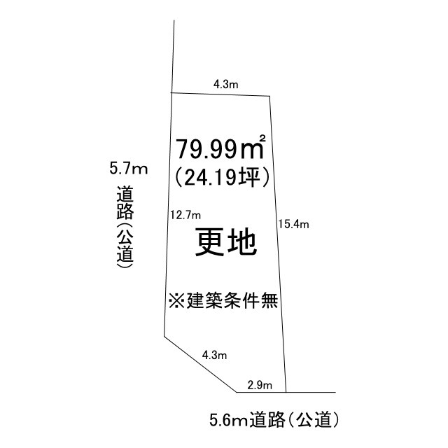 紫野南花ノ坊町 建築条件無 土地の土地図
