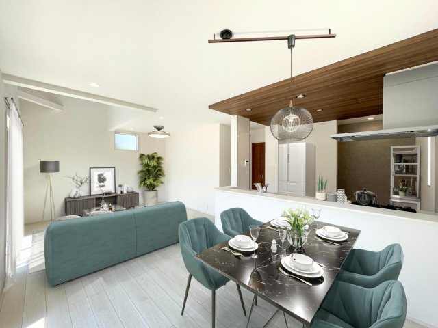 豊田市三軒町2丁目　新築分譲住宅　全1棟　1号棟の居間・リビング|家族団らんできるくつろぎのリビングルーム。