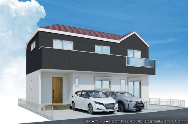 横浜市戸塚区下倉田町 新築戸建【仲介手数料無料】カースペース2台の外観パース