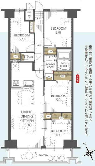 ワコーレロイヤルガーデン北本F棟の間取り|9階南西向きのため陽当たり、眺望良好の明るいリビングです！4LDKなのでご家族それぞれのお部屋を持つこともできます◎大切なペットと暮らせるので、癒しのある毎日を過ごせますね。