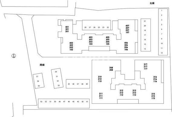 フレシア天王寺 北棟の駐車場