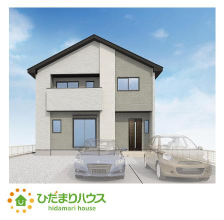 【完成予想図】 | 水戸市東台1期　新築戸建　2号棟 | 段違いの色使いで立体感がある外観です。