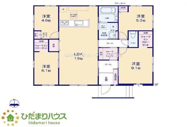 【間取り】 | 水戸市東台1期　新築戸建　4号棟 | 人気の平屋一戸建て！スムーズな家事動線が魅力です！