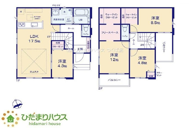 【間取り】 | 水戸市東台1期　新築戸建　3号棟 | 様々な用途で使用できるフリースペース