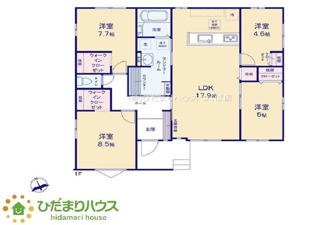 【間取り】 | 水戸市東台1期　新築戸建　5号棟 | 大容量のWIC完備！洋服選びもより楽しくなりますね