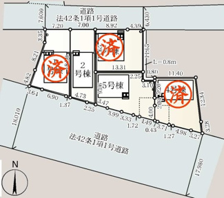 【区画図】 | 郡山市大槻町三角田新築一戸建て5棟