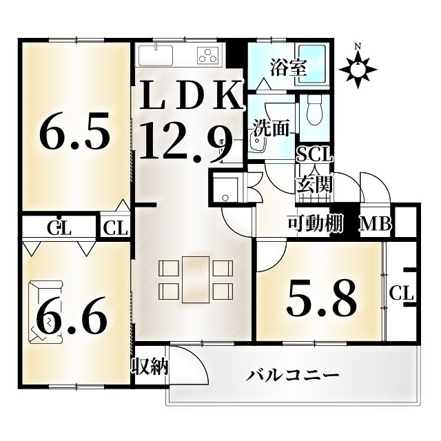メゾン神足２号棟の間取り