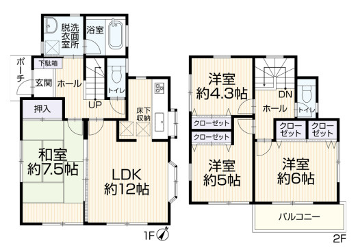 藤沢市亀井野　中古戸建の間取り