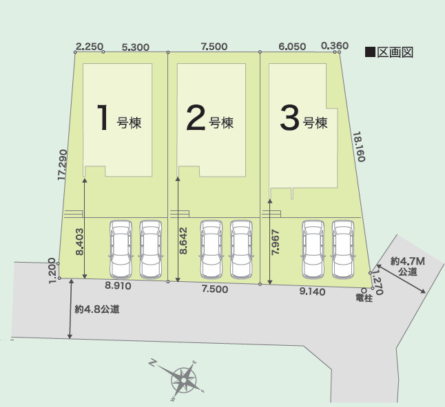 リナージュ／北区龍田1丁目／３号棟の区画図