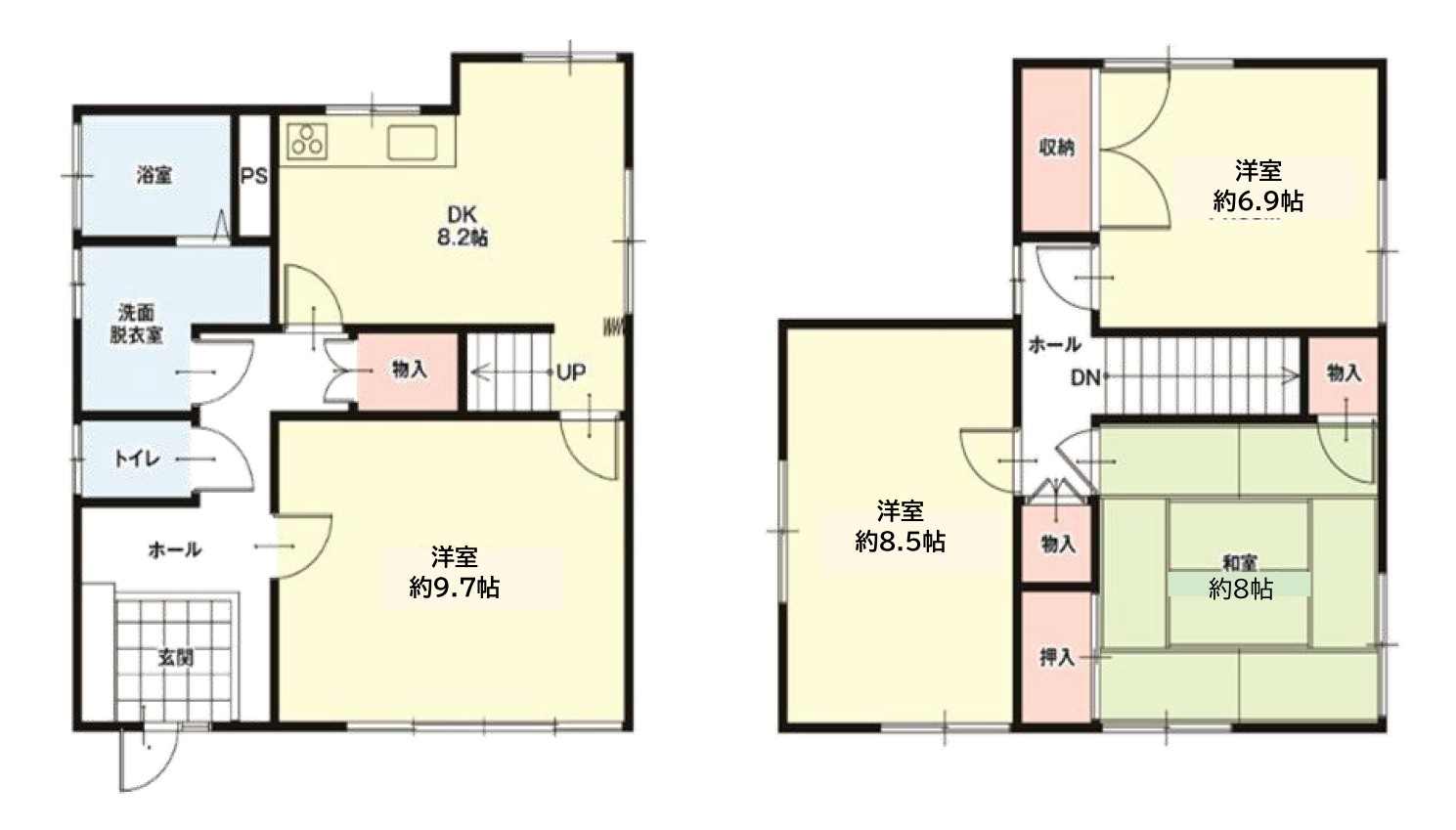 【中古戸建】高崎市引間町1期の間取り|■間取り図｜敷地面積：147.74（約44.69坪）　建物面積：98.36（約29.75坪）