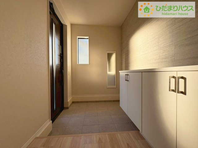 ひたちなか市高場7期　新築戸建の玄関|丁度良い靴箱のサイズ♪これだけあれば家族全員の靴がしまえてスッキリ(^O^)