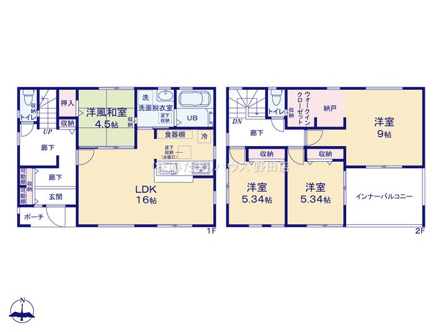 野田木間ケ瀬第2　新築戸建　5号棟の間取り|4SLDK+WIC