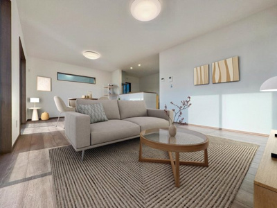 【完成予想図】 | 【4号棟　LDKイメージ】
※画像は設計図面を基に作成したイメージです。