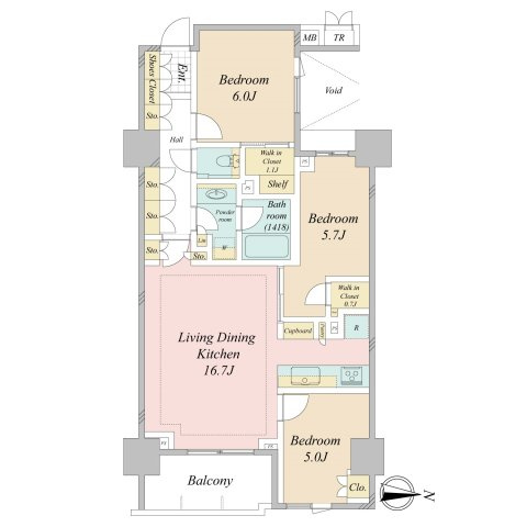 パークホームズ文京小石川ヒルテラスの間取り|12階建6階部分につき眺望良好
※居住中のため室内のお写真がございませんが、内見は可能です