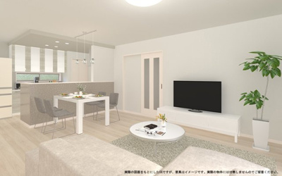 【完成予想図】 | 【4号棟　LDKイメージ】
※画像は設計図面を基に作成したイメージです