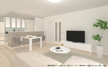 【完成予想図】 | 【4号棟　LDKイメージ】
※画像は設計図面を基に作成したイメージです