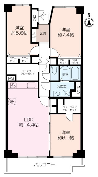 【南向き・5階部分】横浜パークタウンE棟の画像