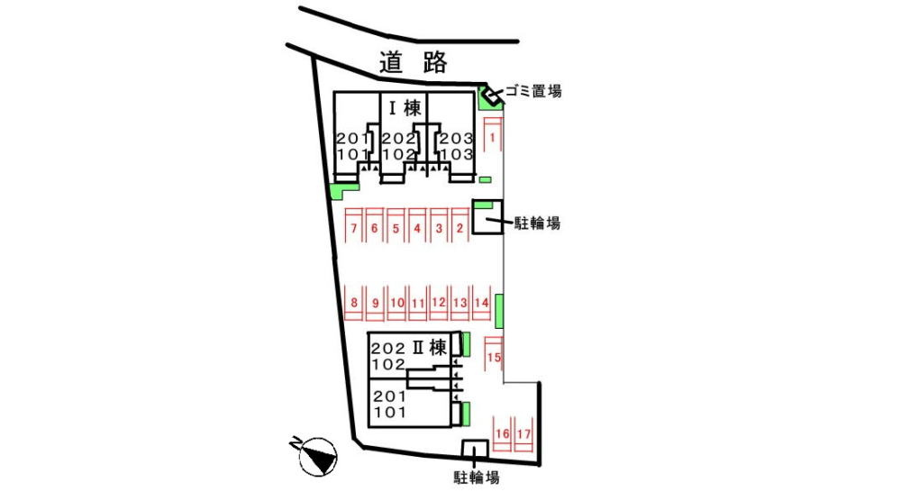 ベル・ドゥー・リ　Ⅰの区画図|駐車場