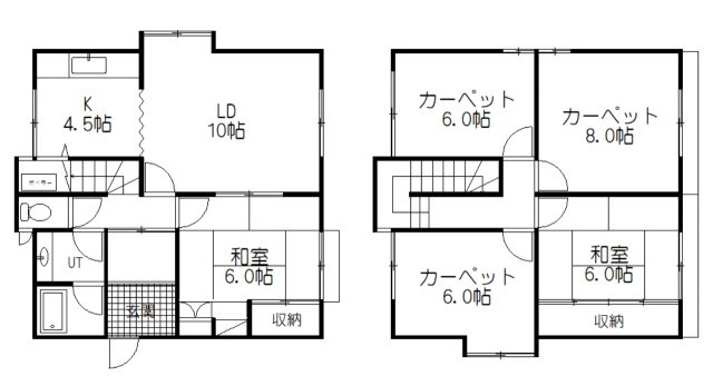 春採6丁目　中古戸建（駐車場敷地内無し）の間取り