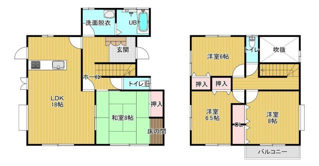 【間取り】 | 小郡市三国が丘３丁目　戸建て | 水回り新品なので気持ちよく新生活を始められます。全居室6帖以上のゆったりとした4LDKです