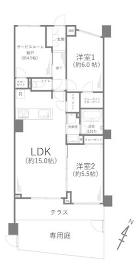 【間取り】 | ラ・アトレレジデンス新百合ヶ丘 | 販売価格５，６９９万円　間取り：２ＳＬＤＫ（いつでもご見学可能ですのでお気軽にお問合せ下さい）