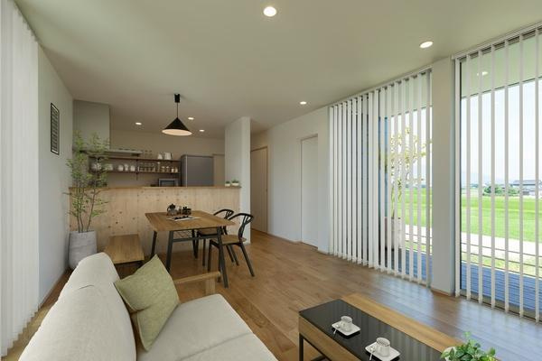 上庄原新築戸建の居間・リビング