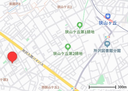 所沢市和ケ原３丁目　売地の地図