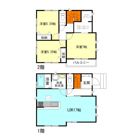 【間取り】 | ハートフルタウン高崎市浜尻町70ー① | 水回りを最短距離で結んだラクラク家事同線！
主寝室にはウォークインクローゼット+フリースペース付き！