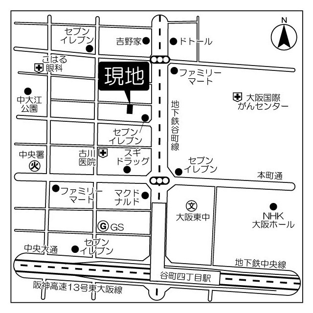 コンフォリア・リヴ谷町四丁目の地図