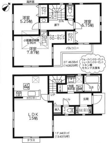 中央区小山２丁目　新築戸建の間取り